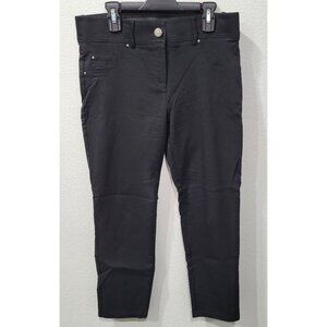 Womens 89th & Madison Black Stretch Capri Pants with Elastic Waist Size 6P
